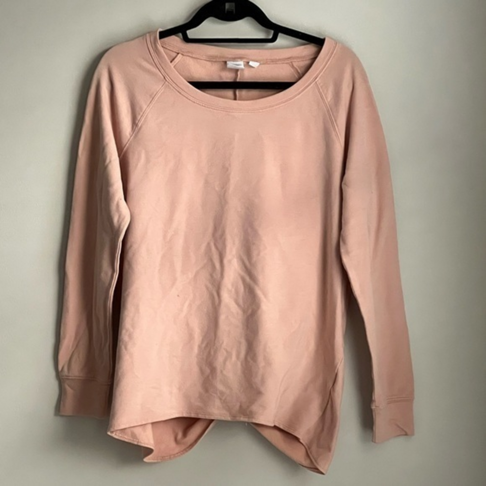 New York & Company Ballet Pink Sweatshirt with Keyhole Back